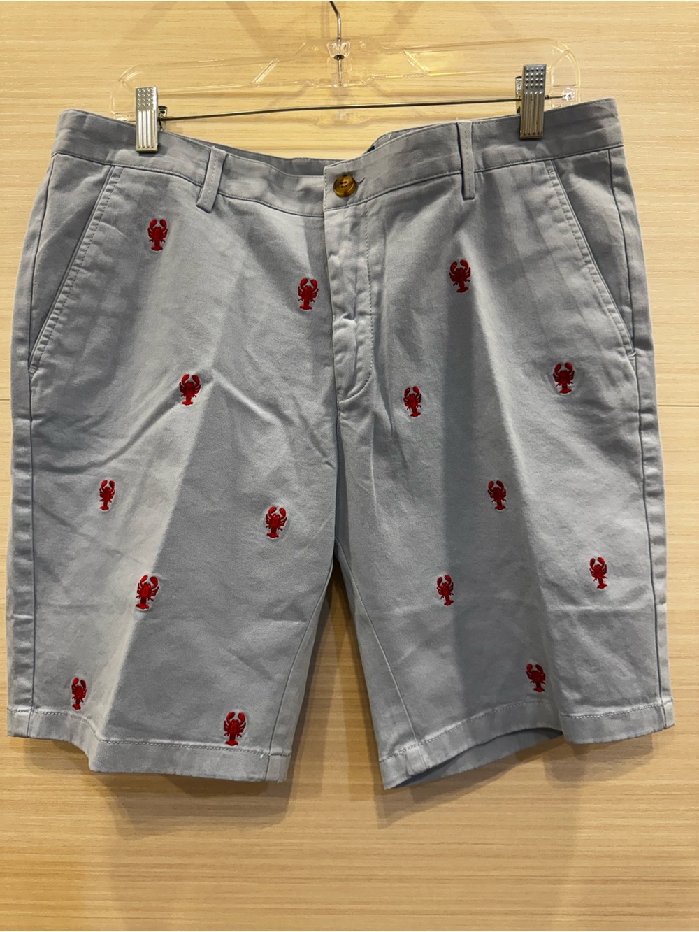 Kiel James Patrick Kennedy Fit Embroidered Lobsters Shorts Cotton Flat Front W36